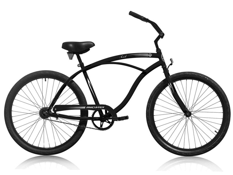 26 Inch Micargi Men's Touch Beach Cruiser black - side of bicycle