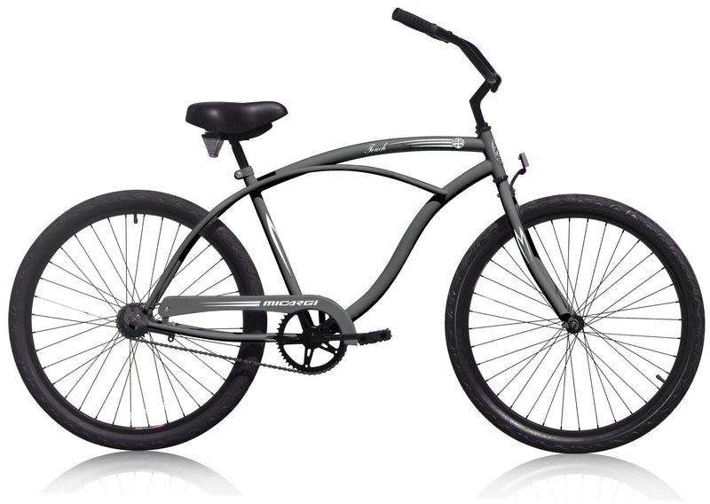 26 Inch Micargi Men's Touch Beach Cruiser black - side of bicycle