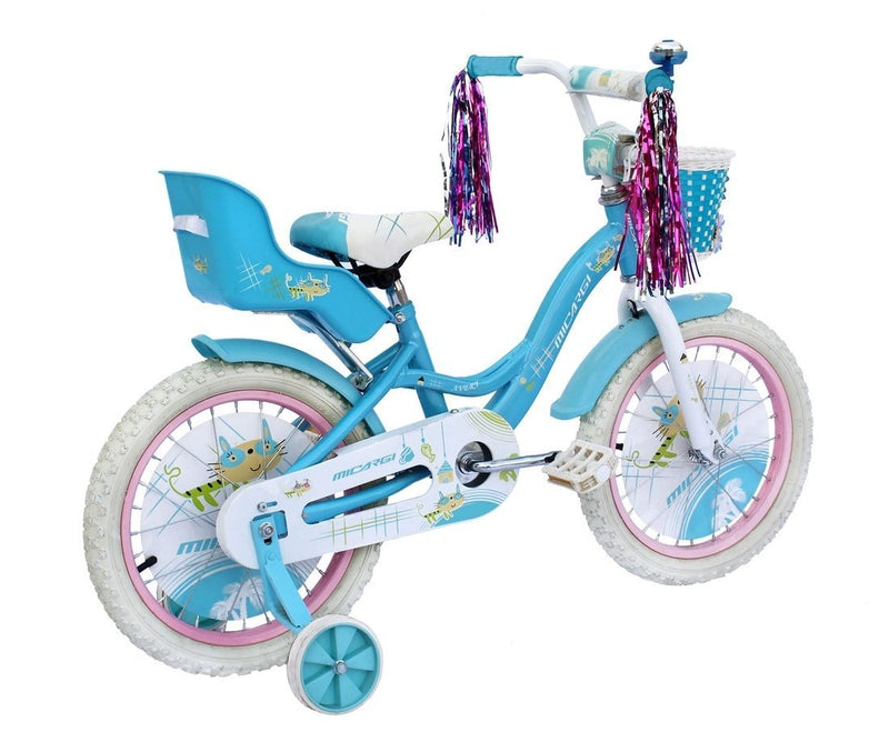 16" Micargi Girl's Avery - blue - rear of bicycle