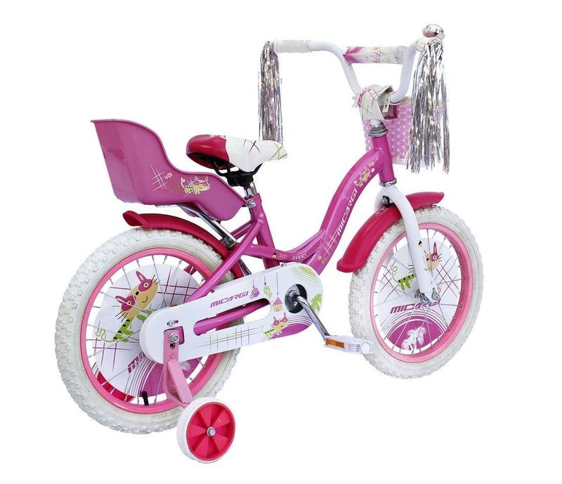 16" Micargi Girl's Avery - pink - rear of bicycle