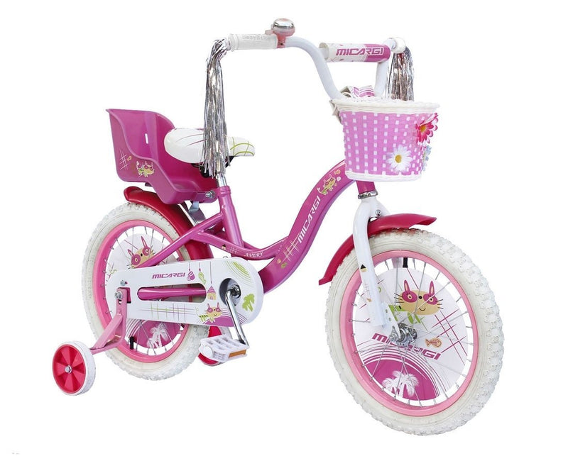 16" Micargi Girl's Avery - pink - side of bicycle
