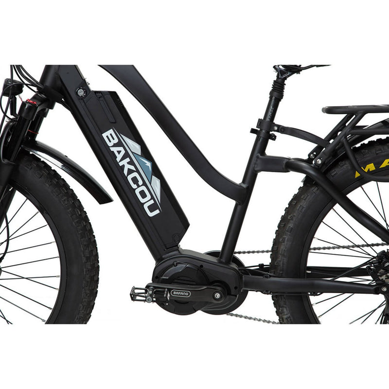 Bakcou Mule Step-Through Bafang Ultra Fat Tire Hunting Electric Bike 24" - black frame close up