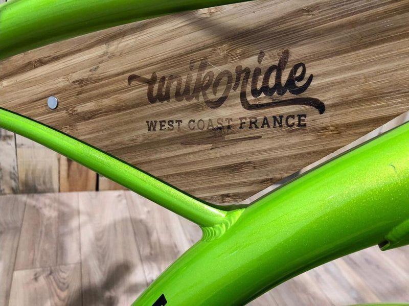 T4B 500W Beach Cruiser Fatbike Fatwave High Step green frame close up