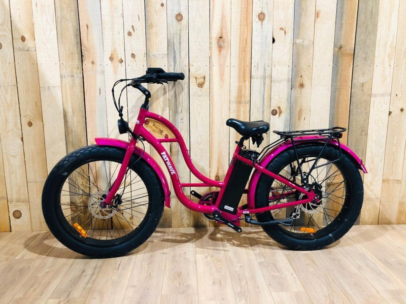 T4B 500W Beach Cruiser Fatbike Fatwave Low Step side of pink bicycle