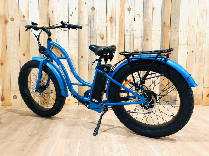 T4B 500W Beach Cruiser Fatbike Fatwave Low Step rear of blue bicycle