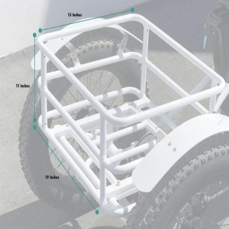 Emojo 500W Caddy PRO Step Through Electric Tricycle - rear basket dimensions