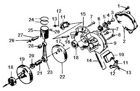 66/80cc BOTTOM CRANK CASE BODY - engine diagram