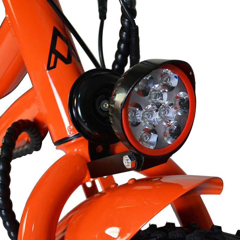 Electric Bike AddMotor 750W MOTAN M 360 Cruiser 3 Wheel Semi Recumbent Trike Beach Electric Bike Orange Front Headlight