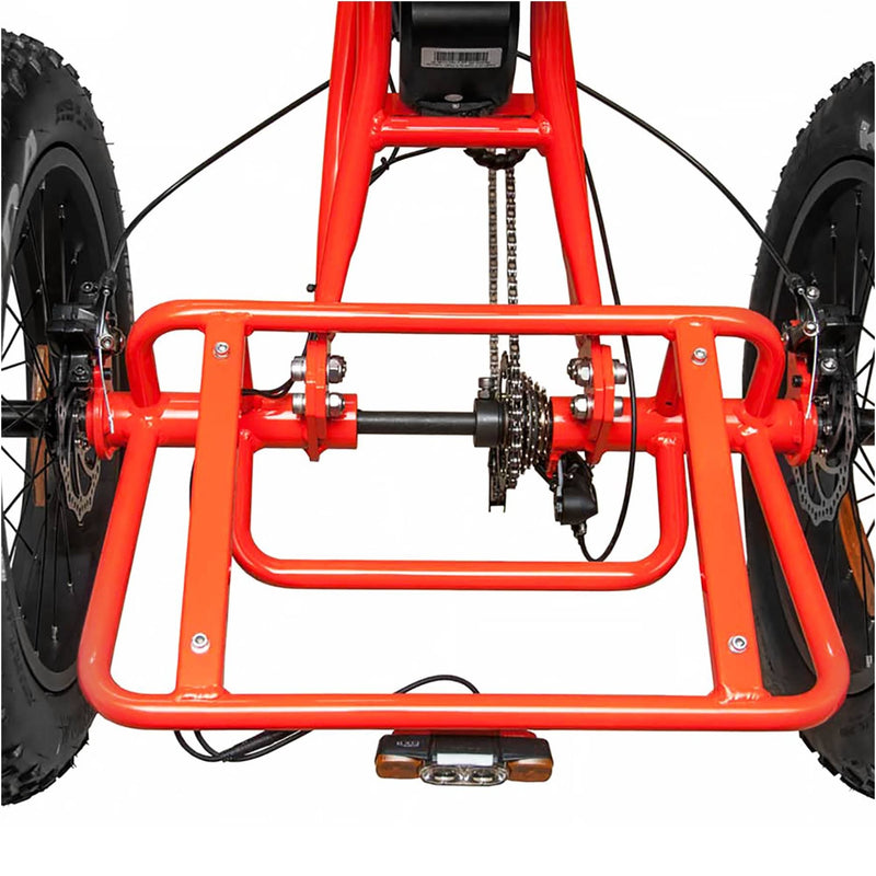 Electric Bike AddMotor 750W MOTAN M 360 Cruiser 3 Wheel Semi Recumbent Trike Beach Electric Bike Orange Rear Gear