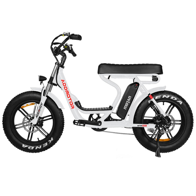 Electric Bike AddMotor 750W MOTAN M 66 R7 Mini Moped Step Thru Fat Tire Electric Bike Pearl White Right Side View