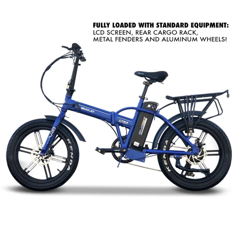 Electric Bike EMOJO 500W Lynx Pro Sport Fat Tire Folding Electric Bike Blue Profile