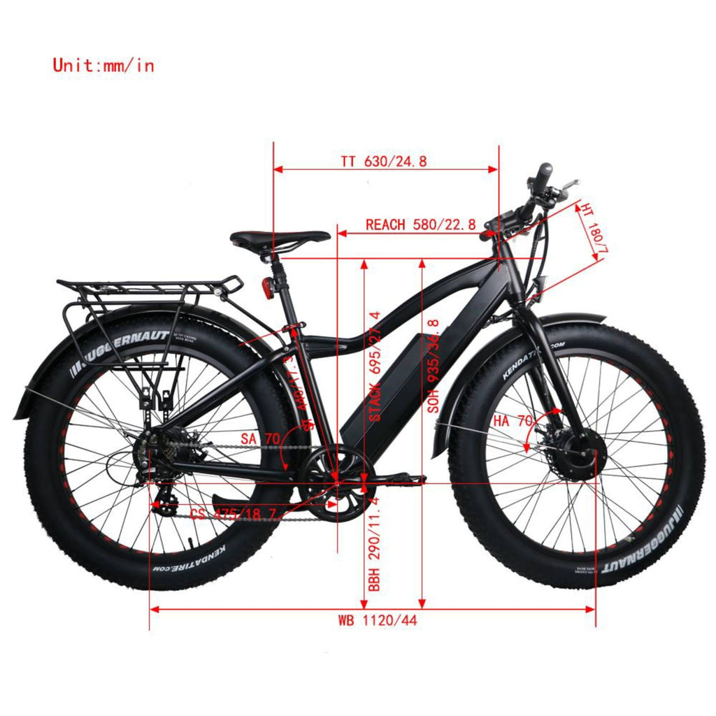all wheel drive electric bicycle EUNORAU 48V250W+350W FAT-AWD All Wheel Drive Commuter Electric Fat tire Bike