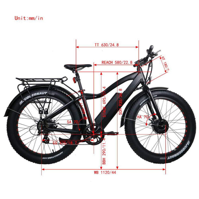 EUNORAU 48V250W+350W FAT-AWD All Wheel Drive Commuter Electric Fat tire Bike EUNORAU 48V250W+350W FAT-AWD All Wheel Drive Commuter Electric Fat tire Bike