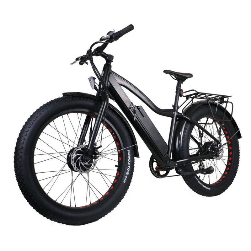 Eunorau 250W+350W Fat AWD Dual Motor Electric Fat tire Bike - black bicycle front