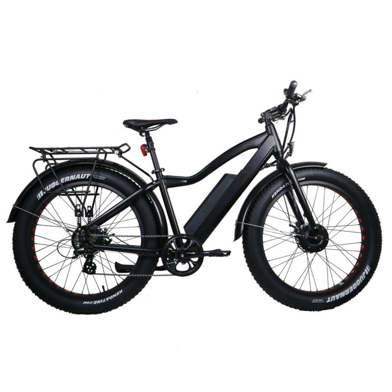 Eunorau 250W+350W Fat AWD Dual Motor Electric Fat tire Bike - black bicycle side