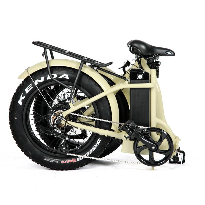 Electric Bike EUNORAU 48V500W 20" Foldable Step Thru Fat Tire Electric Bike Cream Folding