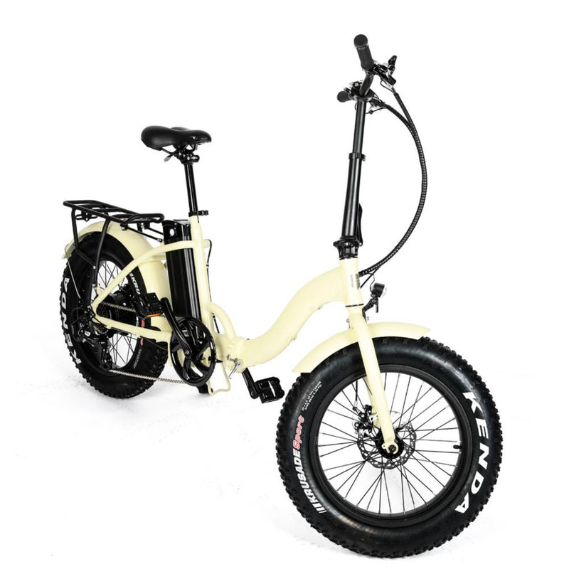 Electric Bike EUNORAU 48V500W 20" Foldable Step Thru Fat Tire Electric Bike Cream Front