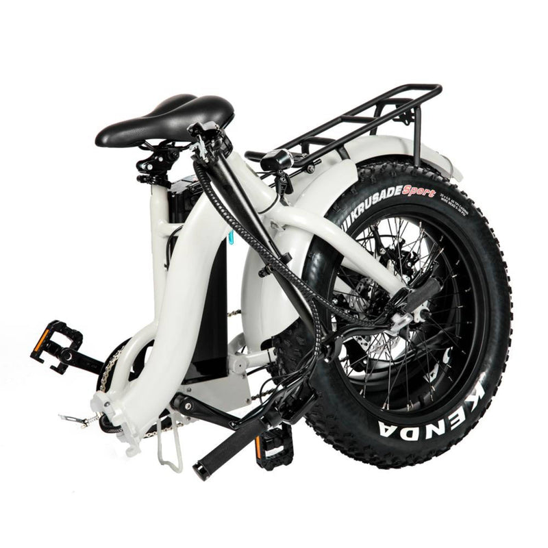 Electric Bike EUNORAU 48V500W 20" Foldable Step Thru Fat Tire Electric Bike White Folding Side View