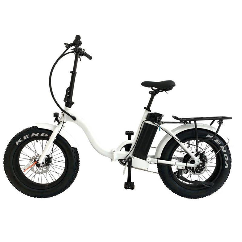 Electric Bike EUNORAU 48V500W 20" Foldable Step Thru Fat Tire Electric Bike White Profile