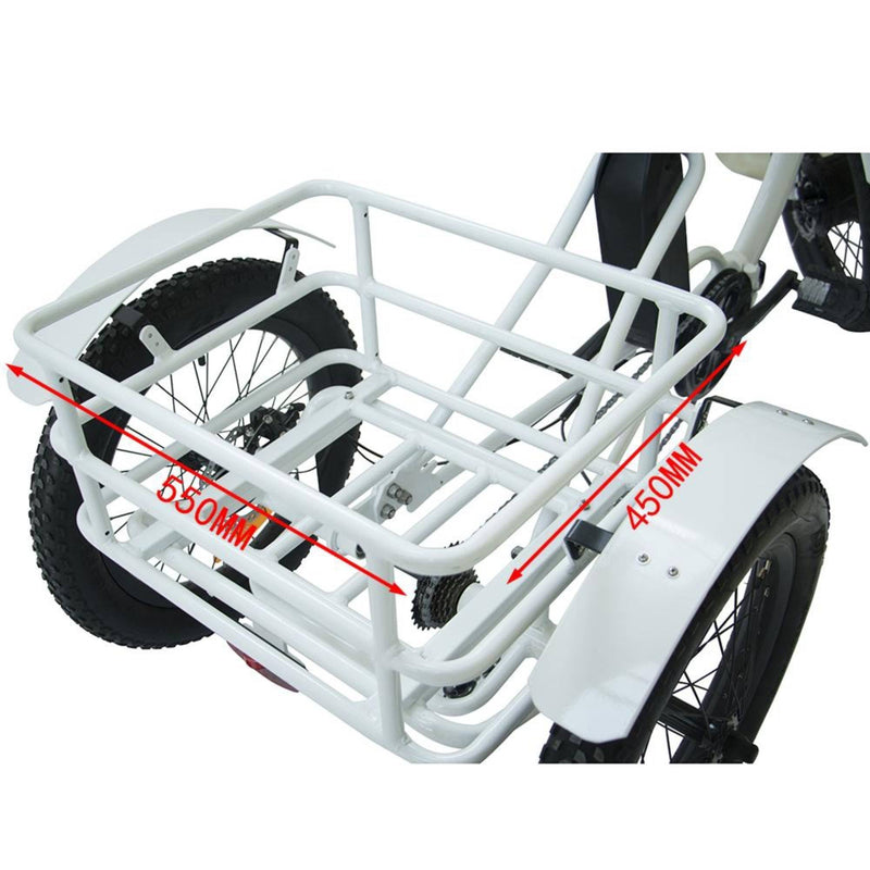 Eunorau 500W Trike 20'' Fat Tire Folding Electric Tricycle - basket dimmensions