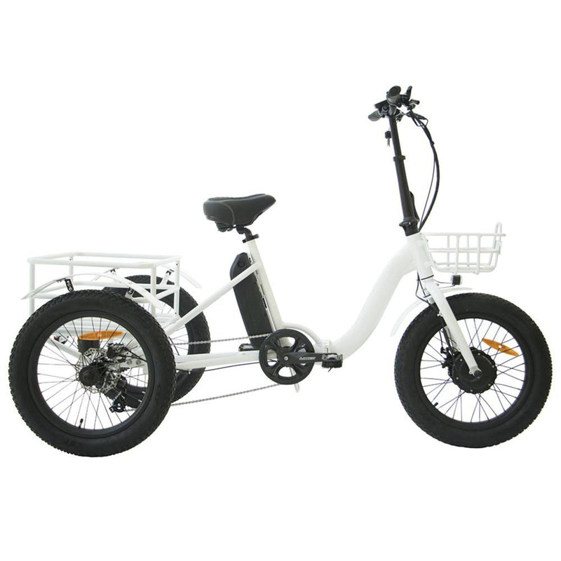 Eunorau 500W Trike 20'' Fat Tire Folding Electric Tricycle - white side