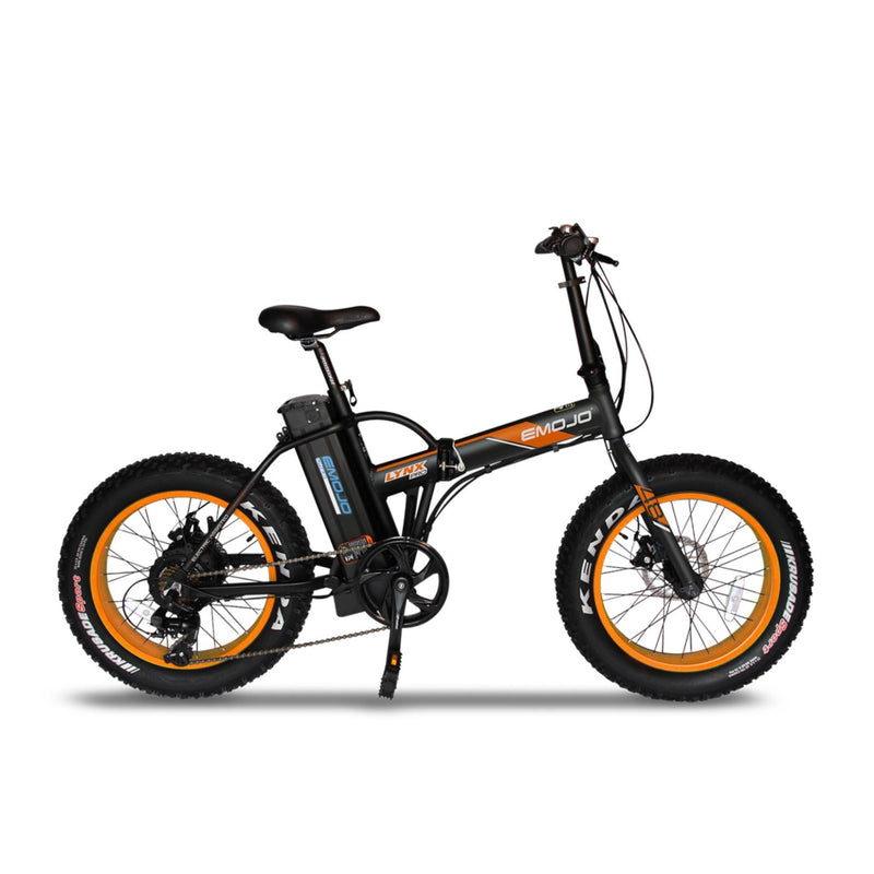 E-Mojo 500W Lynx PRO Fat Tire Folding orange rims bicycle side