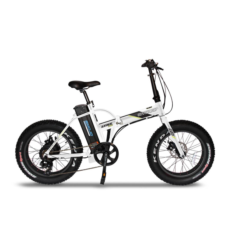 E-Mojo 500W Lynx PRO Fat Tire Folding white bicycle side