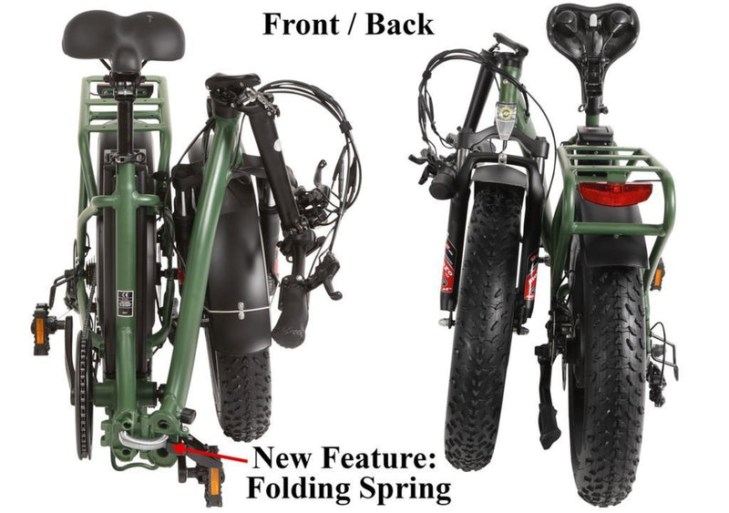 T4B 500W Fat Black 2-Way Fat Tire Folding front and back of bicycle folded