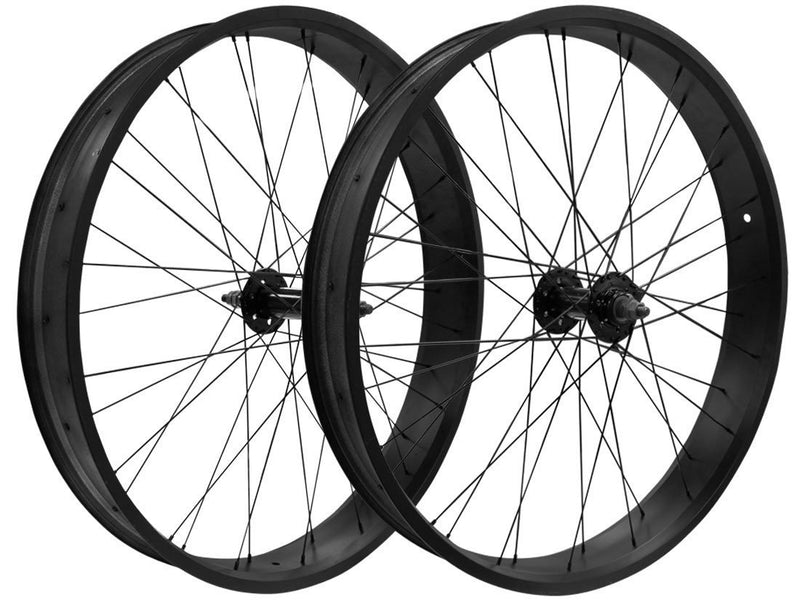 wide black freehweel set - two rims side by side