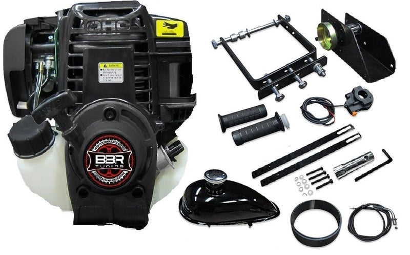 BBR Tuning 38cc Lock-N-Load Friction Drive Bicycle Engine Kit- 4-Stroke - engine with parts