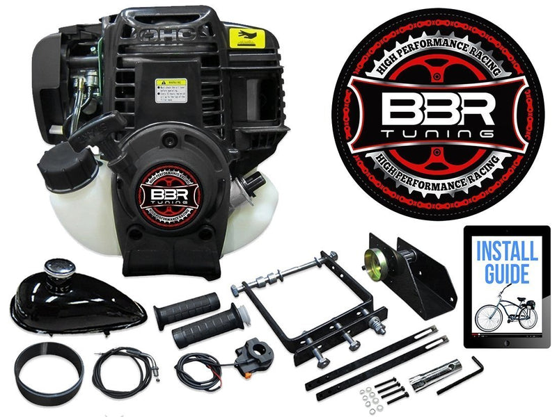 BBR Tuning 38cc Lock-N-Load Friction Drive Bicycle Engine Kit- 4-Stroke - engine with parts
