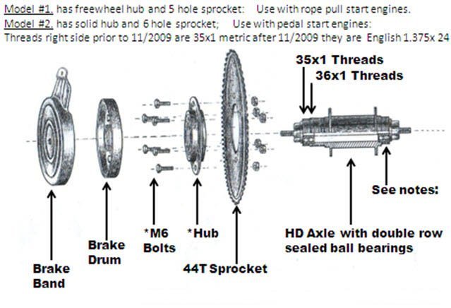 BBR Tuning Free Wheel Pull Start Heavy Duty Axle Kit - parts diagram