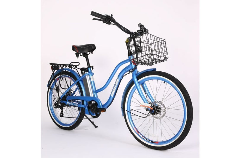 X-Treme 300W Malibu Electric Cruiser - blue bicycle front