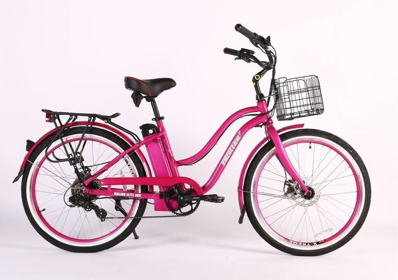 X-Treme 300W Malibu Electric Cruiser - pink bicycle side