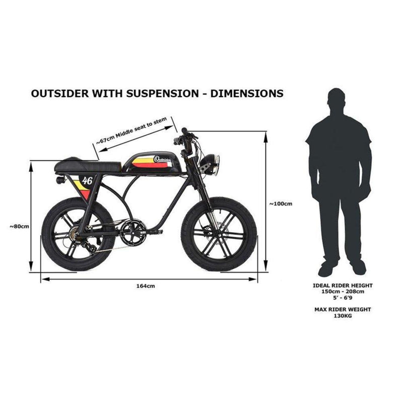 Michael Blast 500W Outsider Fat Tire Black size comparison