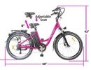 Nakto 350W City Electric Bicycle Aluminium Alloy Frame 26'' Strollor - side measurements