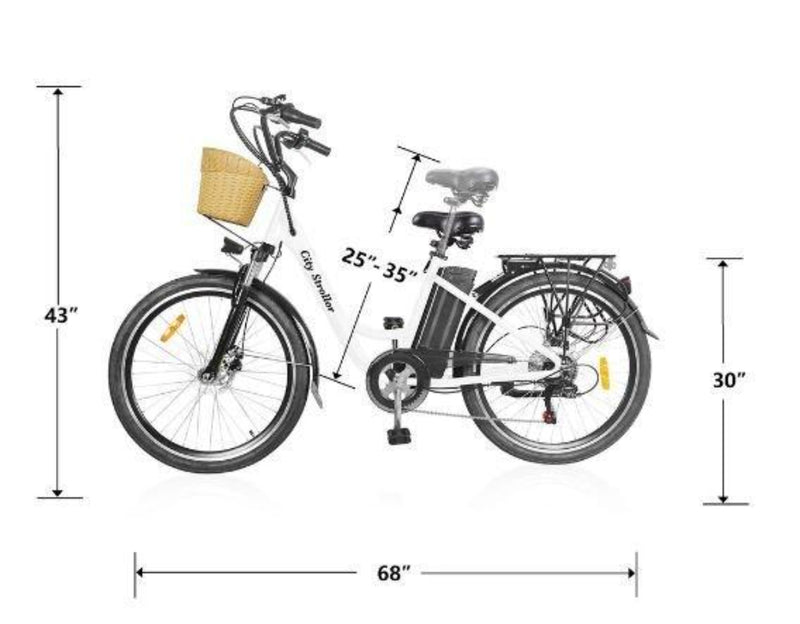 Nakto 350W City Electric Bicycle Aluminium Alloy Frame 26'' Strollor - bicycle measurements