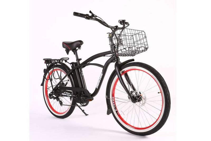 X-Treme 350W Newport Elite Max Electric Beach Cruiser - black bicycle rear