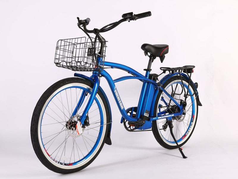 X-Treme 350W Newport Elite Max Electric Beach Cruiser - blue bicycle front