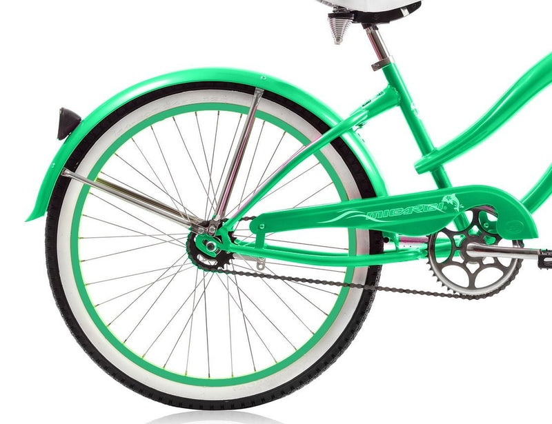 24 Inch Micargi Women Rover black with pink rims - side of bicycle