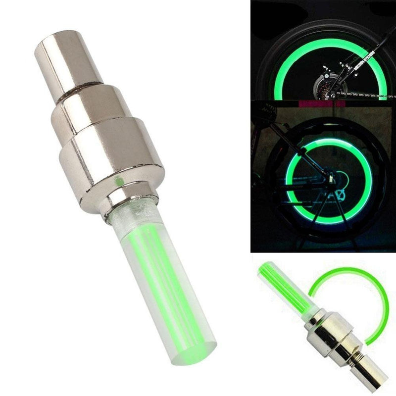 Motorized Bicycle Valve Stem LED Light - green on