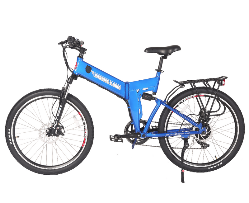X-Treme 350W X-Cursion Max Folding blue bicycle side