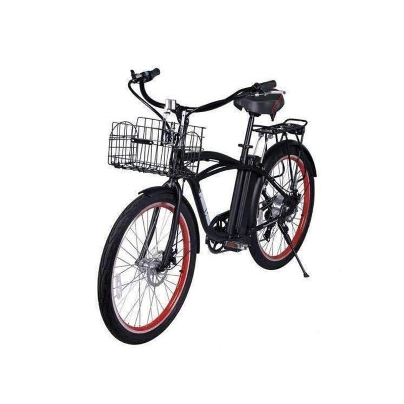 X-Treme 350W Newport Elite Max Electric Beach Cruiser - black bicycle front