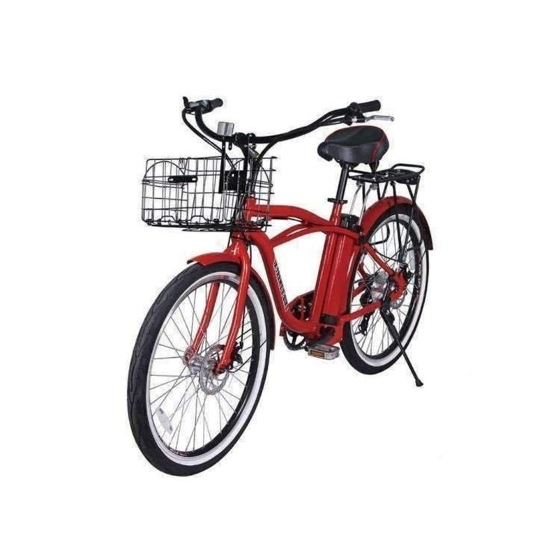 X-Treme 350W Newport Elite Max Electric Beach Cruiser - red bicycle front